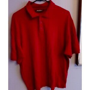 Eddie Bauer Polo Shirt Men L Red Short Sleeve Collared 100% Cotton Casual